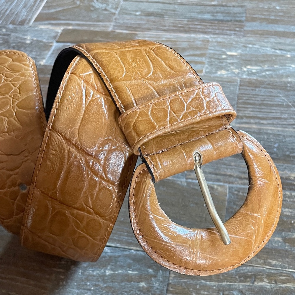 Vintage Milo's Croc Embossed Wide Leather Belt🖤